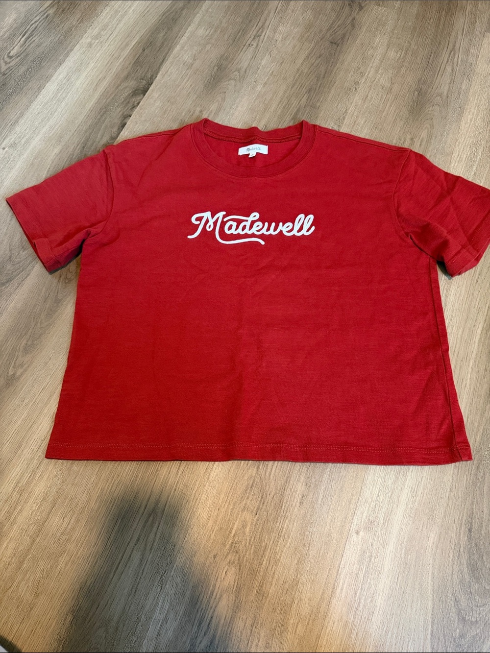 Madewell Red Cropped Short Sleeve Logo Tee -1